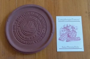 Longaberger Cestino Rotolo Pane Ceramica Riscaldamento Mattoni Pietra 6” Tondo con Manuale - Foto 1 di 3