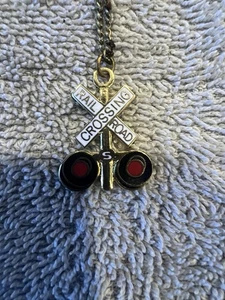 Vintage Railroad Crossing Necklace. Used. Chain needs replaced. - Picture 1 of 5