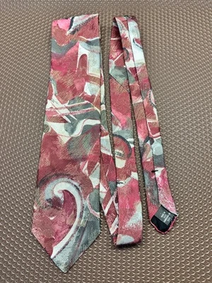 Haggar Tie Red Tones Green & Silver 3.75" x 58" - Image 1 of 3