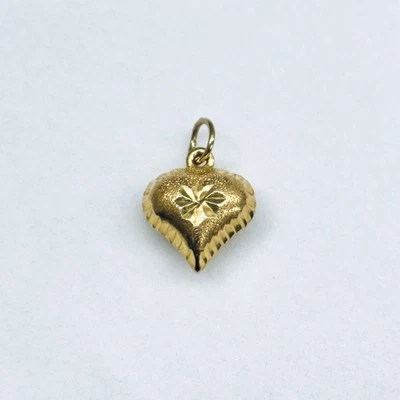 22k 916 Yellow Gold Heart Diamond Cut Pendant Charm  - Image 1 of 4