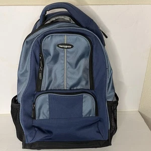 Samsonite Blue Rolling Travel Luggage Laptop 19” Backpack Carryon Retractable - Picture 1 of 12