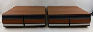 Vintage 1980er VHS Aufbewahrungsschränke (2 EA) Band Holzfurnier 4 Schubladen Modell @ - Bild 1 von 9