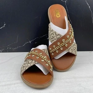 G by Guess Mujer Nido Lona Punta Abierta Informal Slide Marrón talla 8.5 - Imagen 1 de 9