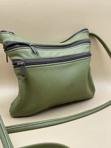 Forest Hill LEATHER CRAFT Green Crossbody AMISH Made In USA - Bild 1 von 14