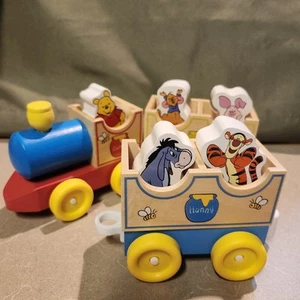 Melissa & Doug Winnie The Pooh All Aboard Wooden Train Set 3 Cars 5 Characters - Picture 1 of 5