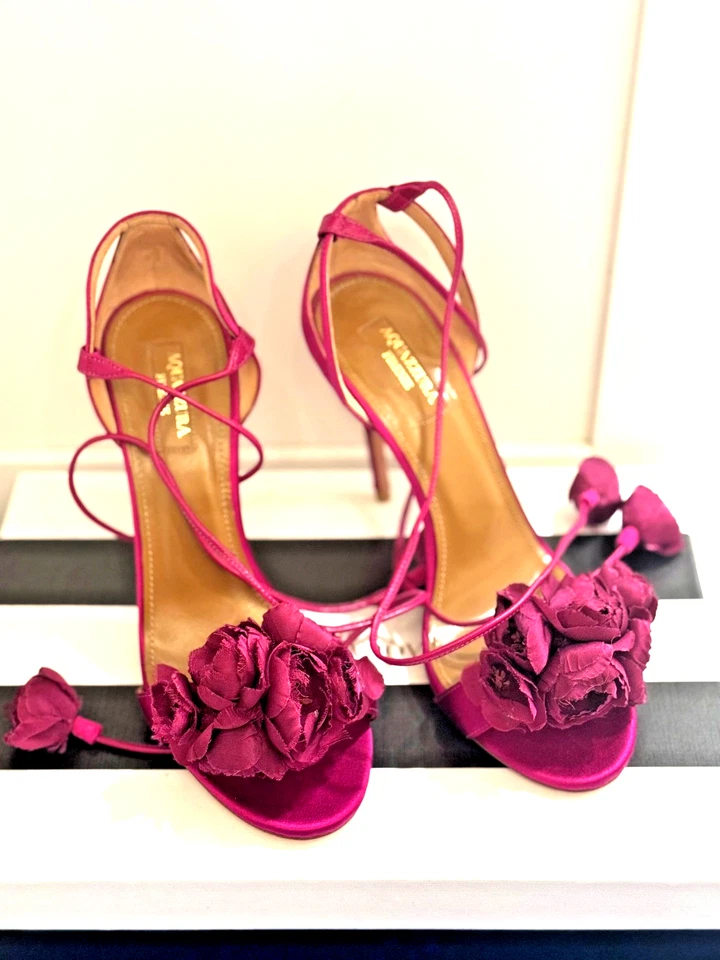 Sandalia Aquazzura Tacones 37 Flor Salvaje Talla 37 Rosa Exótico  Foto 1 de 4