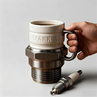 Spark Plug Mug Car Ceramic Coffee Cup for Car Lovers Auto-Inspired Gifts