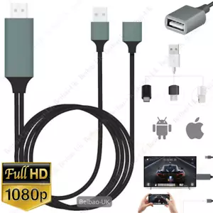 1080P USB HDMI Cable Phone to Digital TV HDTV AV Adapter For iPhone iPad Android - Picture 1 of 9