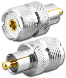 NEU Buchse UHF Buchse SO239 auf Stecker RCA Stecker Adapter mit Gold Pin RFA-8192 - Bild 1 von 1