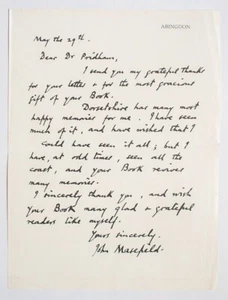 Autograph John Masefield's Letter to Llewellyn Pridham, author + book - Picture 1 of 3
