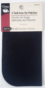 DRITZ 5" x 5" Twill Iron-On Patches - BLACK - 2 Pieces - Picture 1 of 5