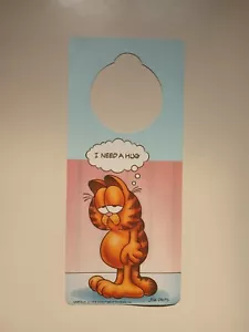 Vintage 1978 Garfield Door Knob Hanger Sign ~ I Need A Hug USED SEE PHOTOS - Picture 1 of 24