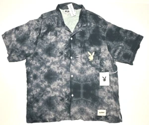 PlayBoy By Pacsun Gray Marble Tie Dye Button Up Shirt Mens Size Large - Picture 1 of 5