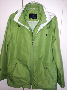 MISTY HARBOR LADIES GREEN HOODED LINED ZIP JACKET-14-100% POLYESTER-WORN ONCE - Picture 1 of 6