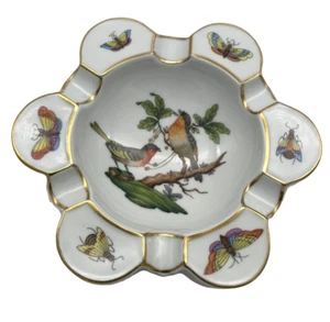 Herend Hungary Porcelain Rothschild Bird Ashtray Bugs Butterfly - Picture 1 of 7