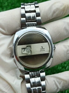 Rare Vintage YEMA WATCH Space Age Digital Jump Hour Automatic 70s Swiss - Picture 1 of 17