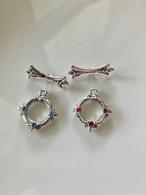 2, a Blue &  a Pink Jeweled Fancy Toggle Clasps, 3/4" add a fancy touch! - Image 1 of 3