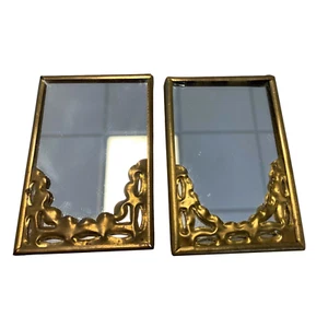 2 espejos de mano/bolsillo ornamentados con marco de latón vintage - Imagen 1 de 9