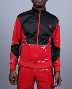 MR. RIEGILLIO PVC Jacket 24 Tracksuit Shiny Red R1015 - Picture 1 of 12