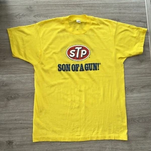 STP Son Of A Gun Richard Petty Shoot It! Shirt Yellow Large Screen Stars Racing - Picture 1 of 7