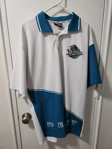 Seltenes Vintage NBA Rewind Detroit Kolben Poloshirt Rechtschreibung Herren XL - Bild 1 von 5