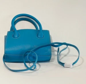 Topshop Mini Leather Clutch in Blue with Shoulder Strap - Picture 1 of 4
