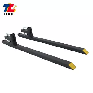 60" Clamp on Pallet Forks 2000lbs Quick Attach Bucket Fork Heavy Duty - Picture 1 of 12