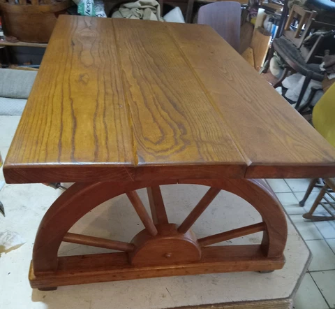 Mid Century Solid Oak Wagon Wheel Coffee Table  (CT39) Cover