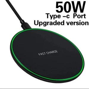 Fast Wireless Charging Pad For Apple iPhone Samsung 50W Super Fast Charger Black - Picture 1 of 4