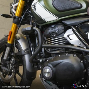 CRASH GUARD WITH PUCK SLIDER BLACK FOR TRIUMPH SCRAMBLER 400 X - Picture 1 of 6