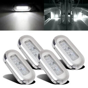 4 Stainless Steel Oblong White LED Marine/Yacht Courtesy Lights for Stairs Decks - Picture 1 of 10