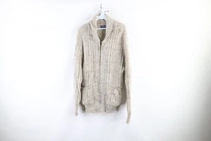 Vintage 70s Pendleton Mens L Chunky Wool Ribbed Knit Shawl Cardigan Sweater USA - Picture 1 of 8