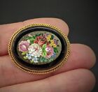 Micromosaic Brooch Floral Pin, Italy, Antique, Grand Tour