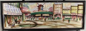 Azulejos pintados a mano vintage Francia escena callejera firmados RENEE colorido enmarcado #2 - Imagen 1 de 14