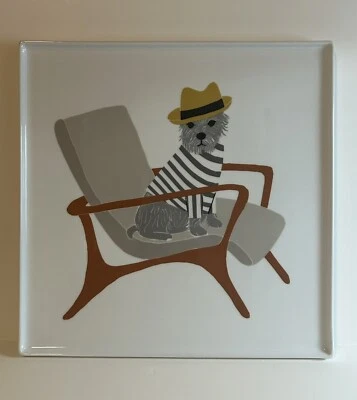 Schnauzer gris West Elm? Plato de fiesta para cachorro perro plato de aperitivos playa patio junto al mar Foto 1 de 4