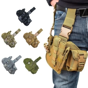 Military Drop Leg Holster Tactical Thigh Pistol Gun Pouch Right Hand Adjustable - Picture 1 of 24