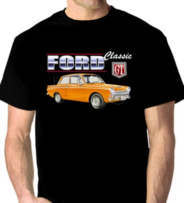 1962 - 1966  FORD  CORTINA  MK1 GT  BLACK  TSHIRT (7 CAR COLOURS) BIG FIT   - image 1 of 4