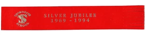 Marcador de cuero rojo Thorogate School Silver Jubilee 1969-1994 regalo Rawmarsh - Imagen 1 de 3