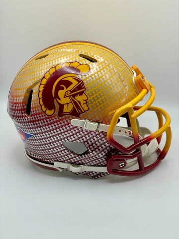 USC Trojans CUSTOM 2-Tone Burgundy/Gold Hydro-Dipped Mini Football Helmet Cover