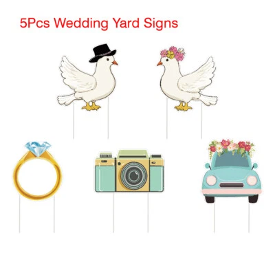5 piezas letreros de boda para patio decoración de bodas tarjetas estacas suministros de boda decoración de fiestas Foto 1 de 4