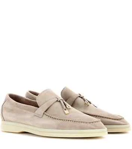 NEU Loro Piana Wildleder Sommer Spaziergang Charms Sandstein Beige Halbschuhe Staubbeutel 35 - Bild 1 von 18