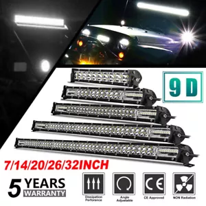 7"14"20"26"32" Dual Row LED Light Bar DRL Spot Flood for UTV ATV Truck UTE Boat - Picture 1 of 15