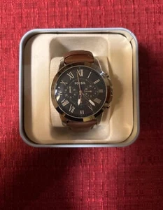 Orologio Uomo FOSSIL GRANT FS4813 Chrono Pelle Marrone Nero - Foto 1 di 8