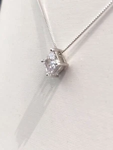Collana punto luce in argento 925 con zircone A++++ taglio quadrato bianco - Imagen 1 de 4