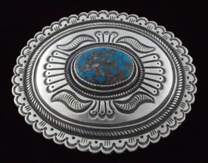 Fibbia per cintura turchese bisbee naturale dell'artista Navajo Calvin Martinez - Foto 1 di 4