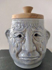 Mid Century Keramik 🧄 ZWIEBELTOPF 🧄 60iger mit Holzdeckel blau - Bild 1 von 8