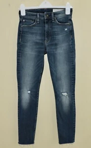 RAG & BONE NINA High-Rise Ankle Skinny Sz 24 Evergreen2 Distressed Raw Hem Jeans - Picture 1 of 5