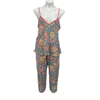 Conjunto de Pijama Josie Natori Floral Talla XL Top Pantalones Mujer Negro Salón Diversión Artística Foto 1 de 4
