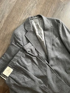 Calvin Klein vintage slim made France gray tweed suit 42L deadstock new - Picture 1 of 17