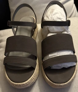 Eileen Fisher Womens Devi Graphite Buckle Espadrilles Nubuck 9.5 Medium NIB NEW - Picture 1 of 7